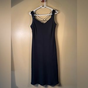Vintage Evan Picone Black Dress with Strappy Back Detail Size 10P
